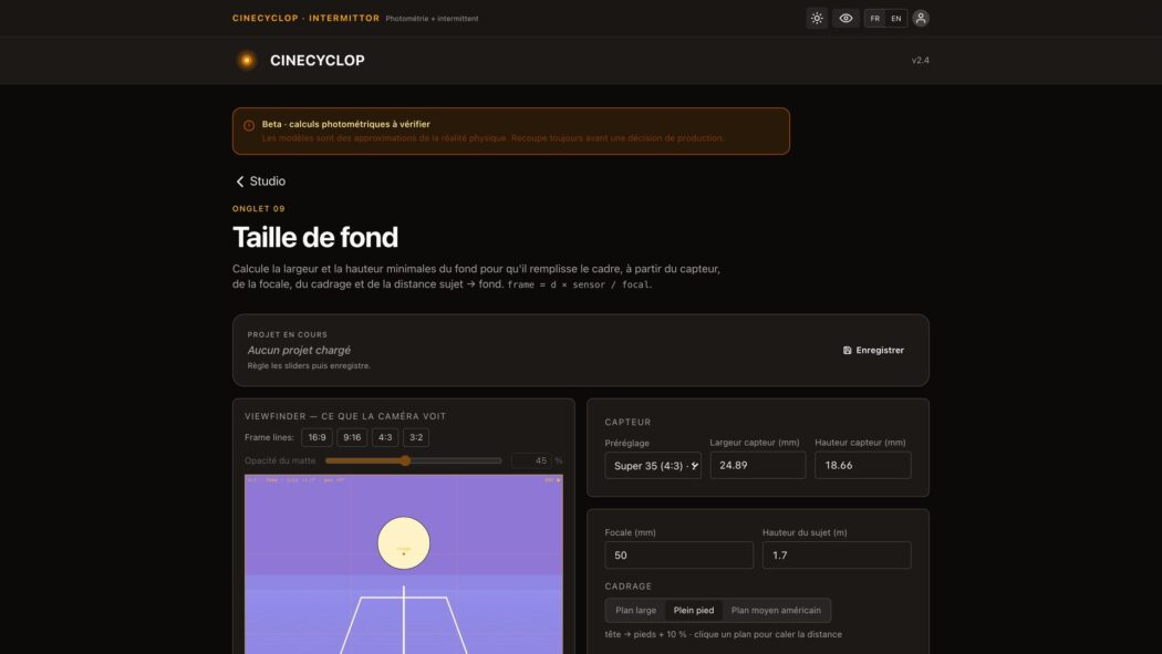 Cinecyclop — Calcul de fond