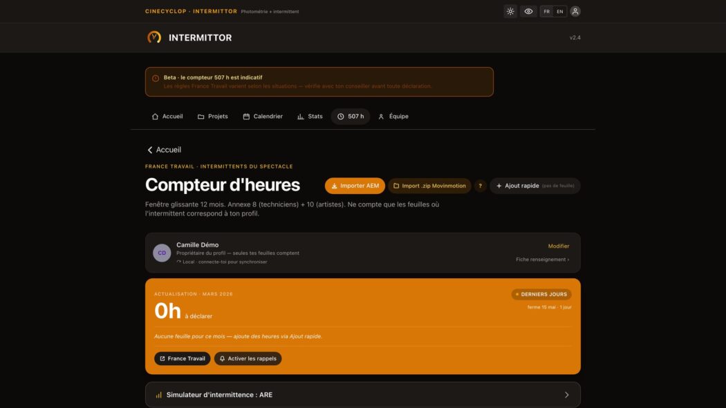 Intermittor — Compteur 507 h