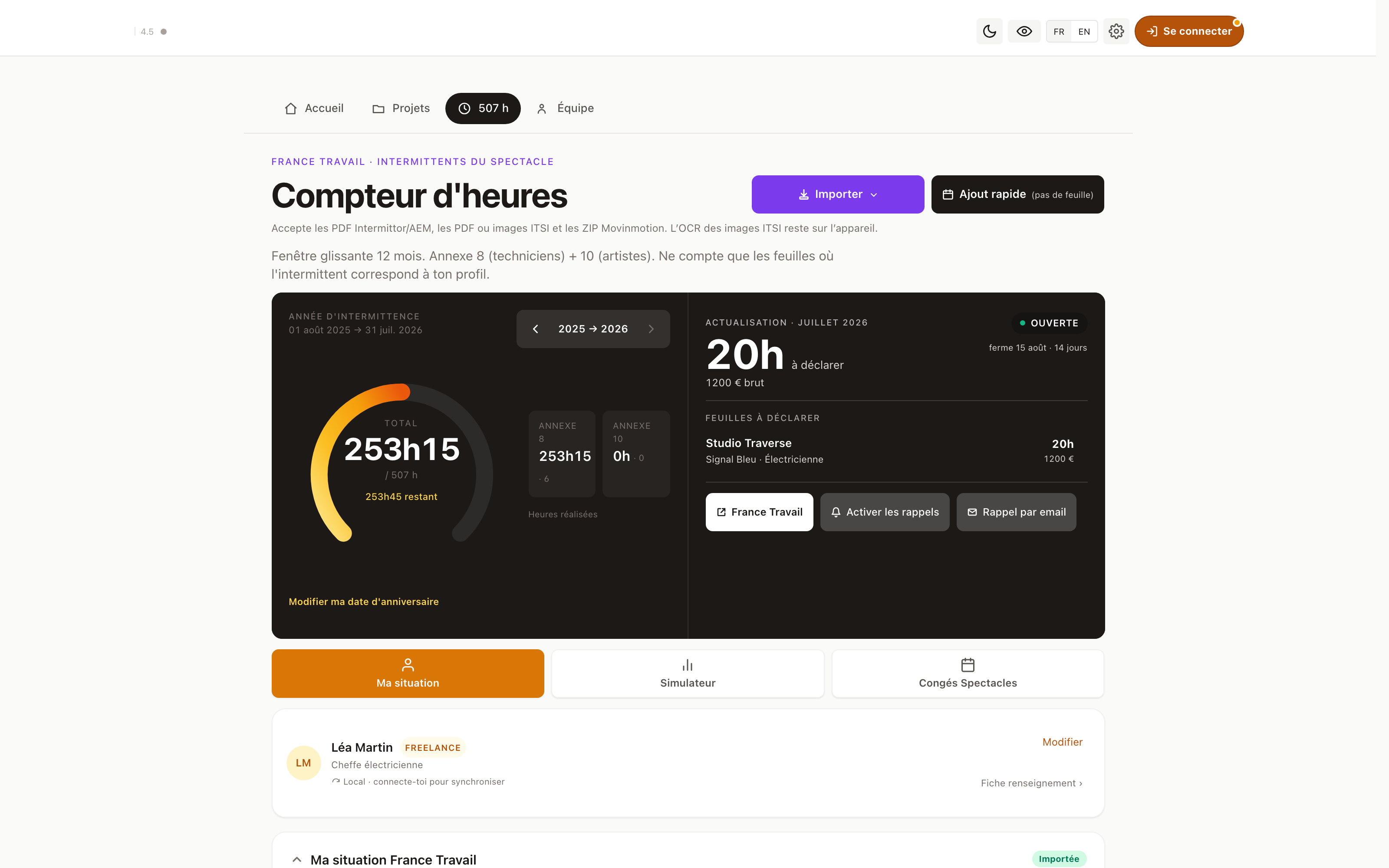 Intermittor — compteur 507 h actuel